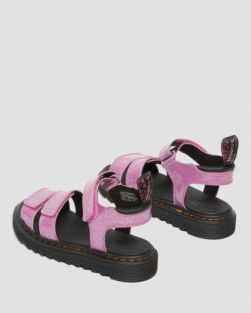 Pink Kids' Dr Martens Junior Klaire Glitter Sandals | CA 717BEX